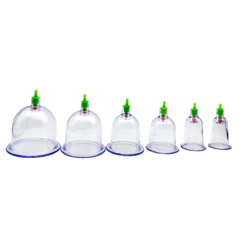 6Pcs Vacuum Cupping Sets with Pumping Gun Suction Cups Back Massage Body Cup Detox Anti Cellulite Cans Healthy Care Jars