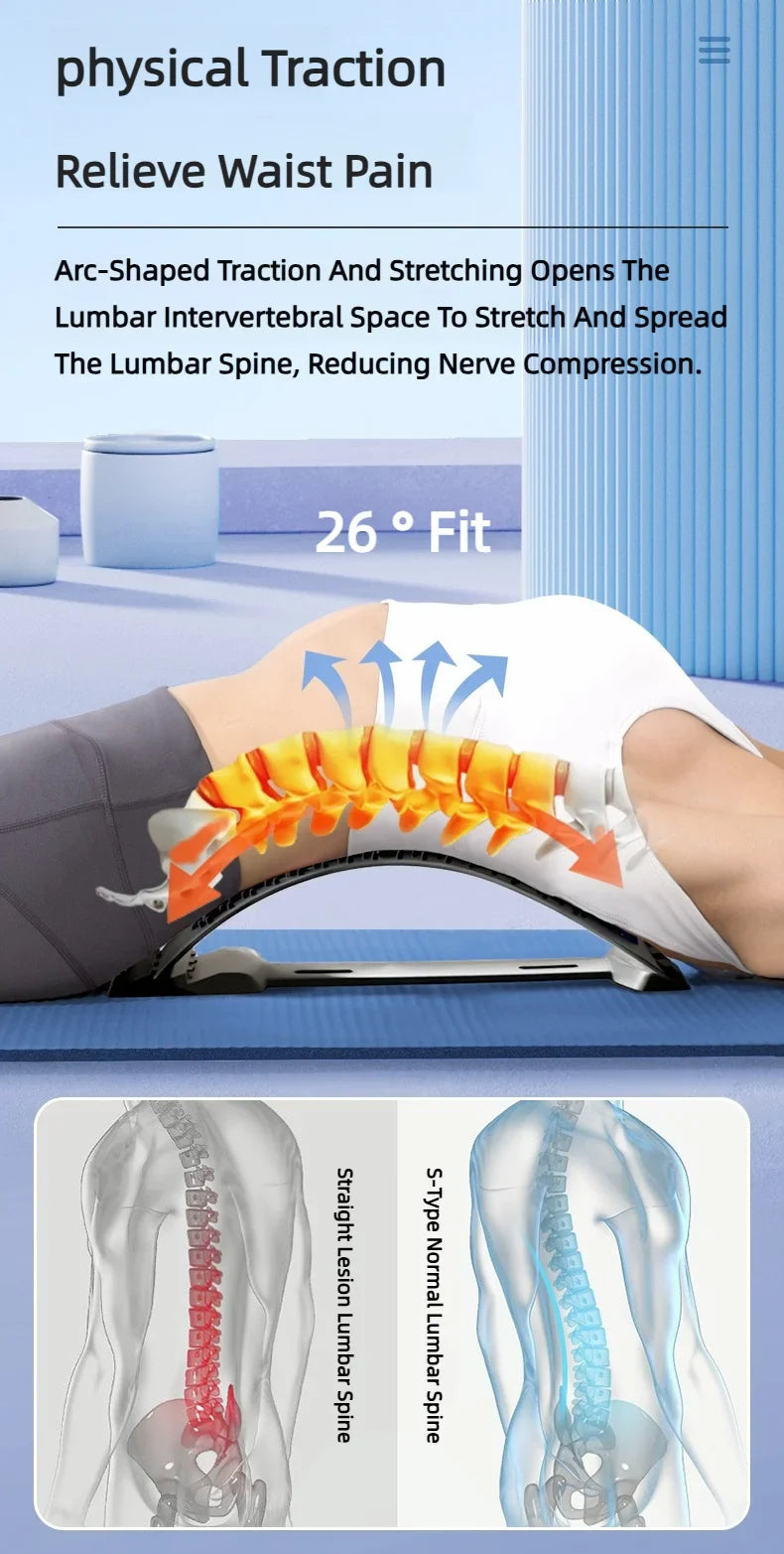 Back Massager Stretch Lumbar Support Relaxation Spine Pain Relief Vertebral Relaxer Stretches The Lower Traction Corrects Waist