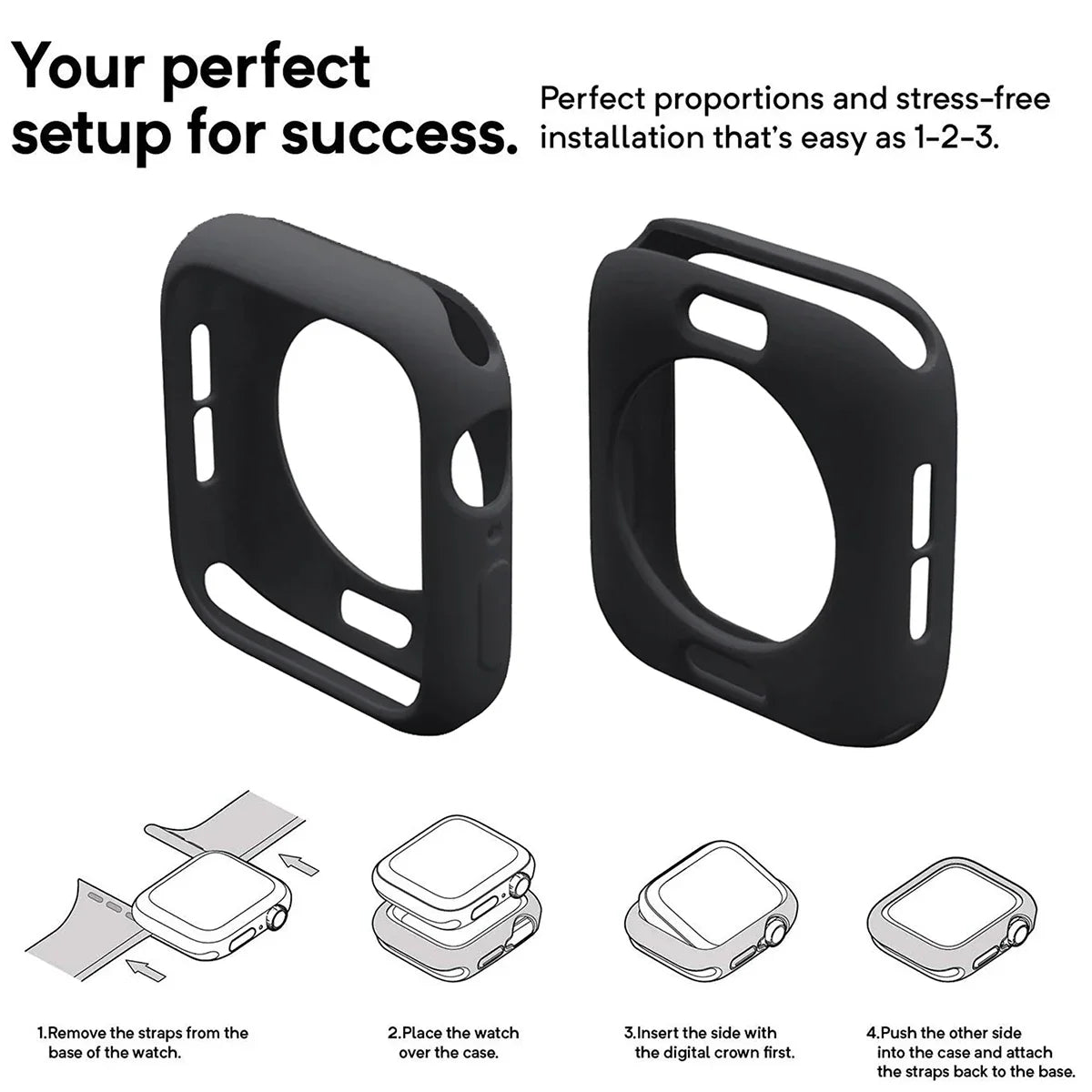 2pcs Silicone case+Band for Apple Watch Series Ultra 10 9 8 7 6 5 SE screen protector+Strap for iWatch 38/41/42/46/49mm Bracele