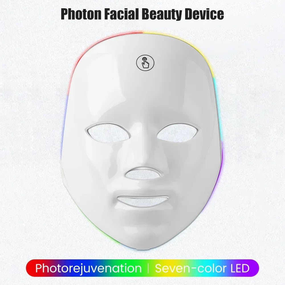 Rechargeable Facial LED Mask 7 Colors LED Photon Beauty Mask Skin Rejuvenation Home Face Lifting Whitening Beauty Device