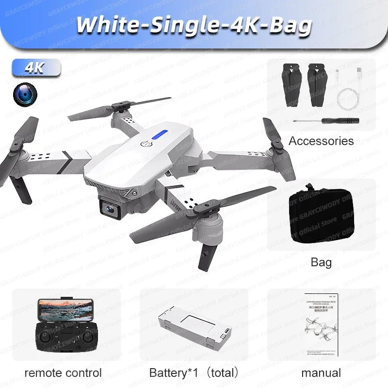 New E88 Pro RC Drone 4K Professinal With 1080P Wide Angle Dual HD Camera Foldable RC Helicopter WIFI FPV Height Hold Apron Sell