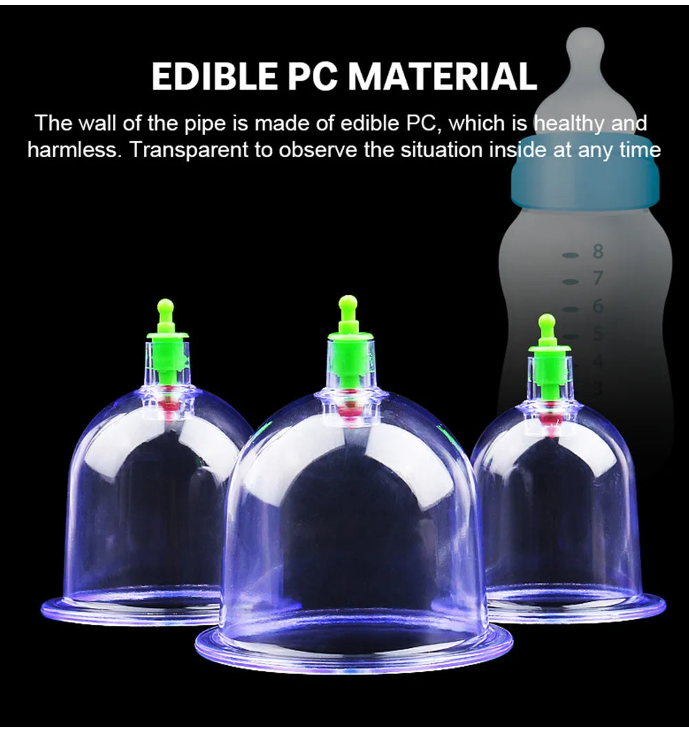 6Pcs Vacuum Cupping Sets with Pumping Gun Suction Cups Back Massage Body Cup Detox Anti Cellulite Cans Healthy Care Jars