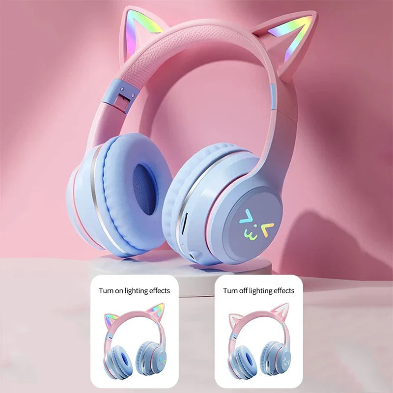 Xiaomi New wireless Headphones RGB cute cat ear Bluetooth Earphones with microphone Stereo Music Game Earphone Girls Kids Gifts