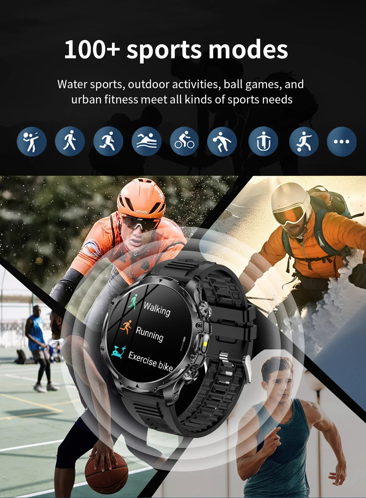 2025 New GPS LED 700MAH Sports Smartwatch Men's 1.90 "AMOLED Screen Heart Rate Blood Pressure Health Smart Watch For Huawei IOS