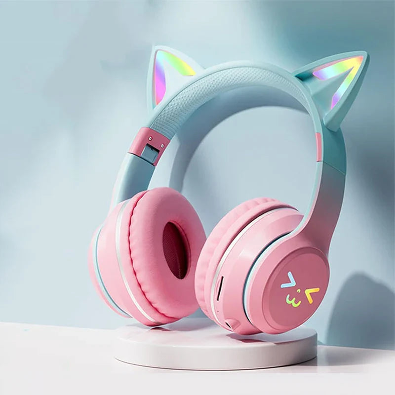 Xiaomi New wireless Headphones RGB cute cat ear Bluetooth Earphones with microphone Stereo Music Game Earphone Girls Kids Gifts