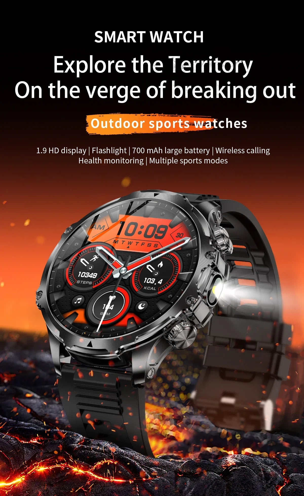 2025 New GPS LED 700MAH Sports Smartwatch Men's 1.90 "AMOLED Screen Heart Rate Blood Pressure Health Smart Watch For Huawei IOS