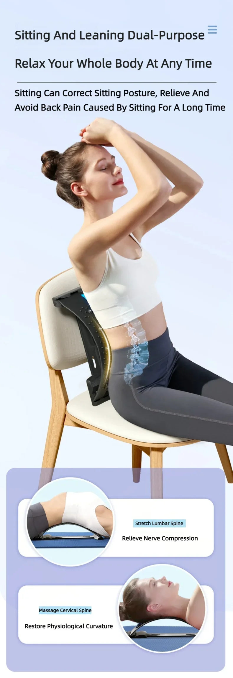 Back Massager Stretch Lumbar Support Relaxation Spine Pain Relief Vertebral Relaxer Stretches The Lower Traction Corrects Waist