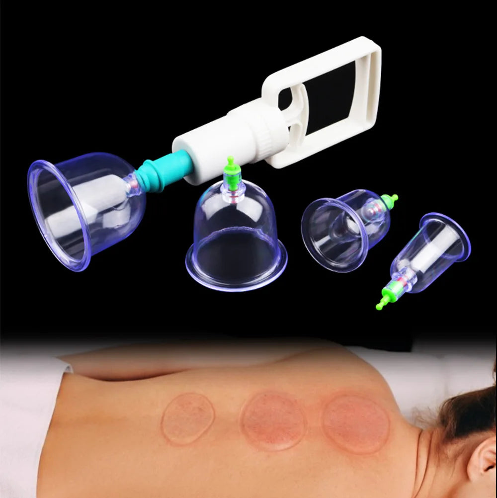 6Pcs Vacuum Cupping Sets with Pumping Gun Suction Cups Back Massage Body Cup Detox Anti Cellulite Cans Healthy Care Jars