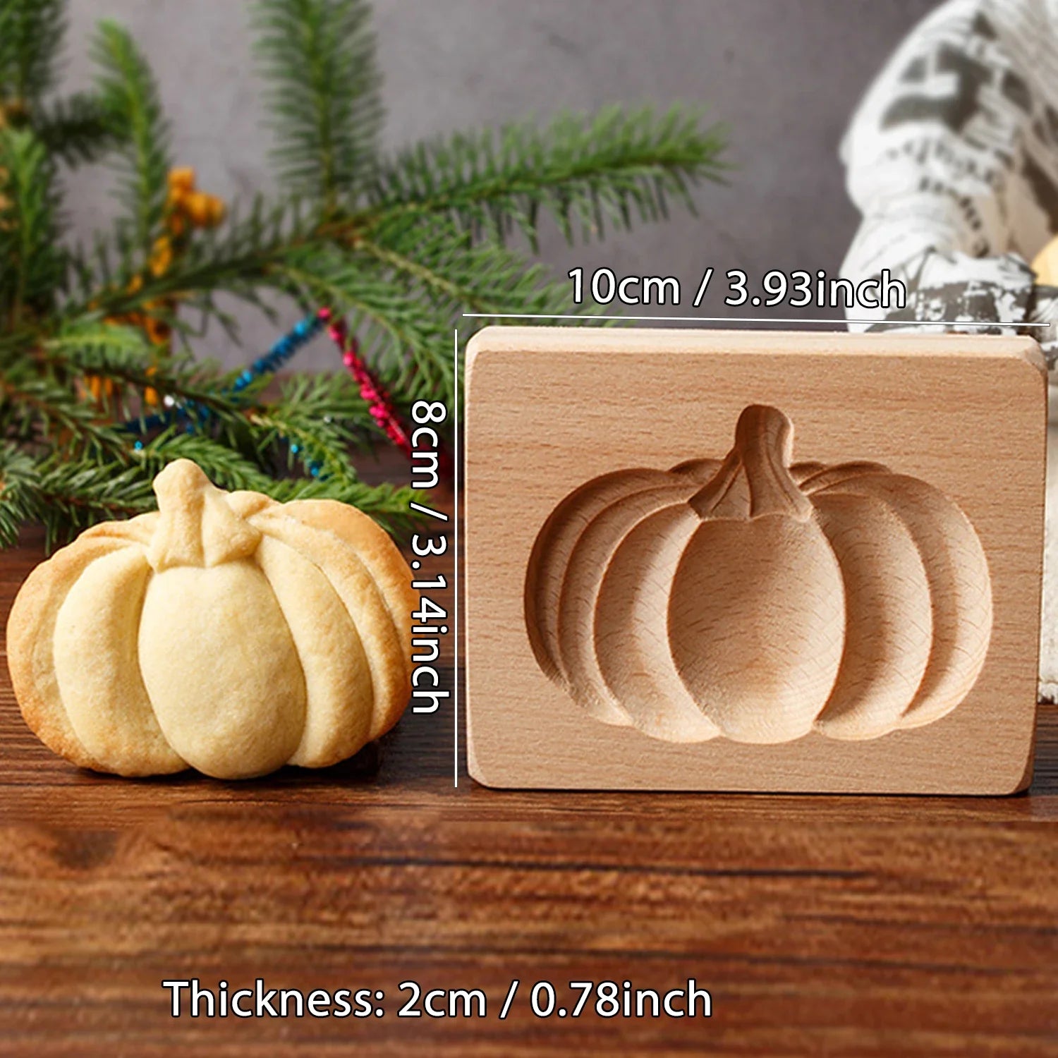 Wooden Cookie Molds for Halloween, 3D Carved Embossed Gingerbread Mould for Baking, Pumpkin Skull Ghost Witch Jack O 'Lantern