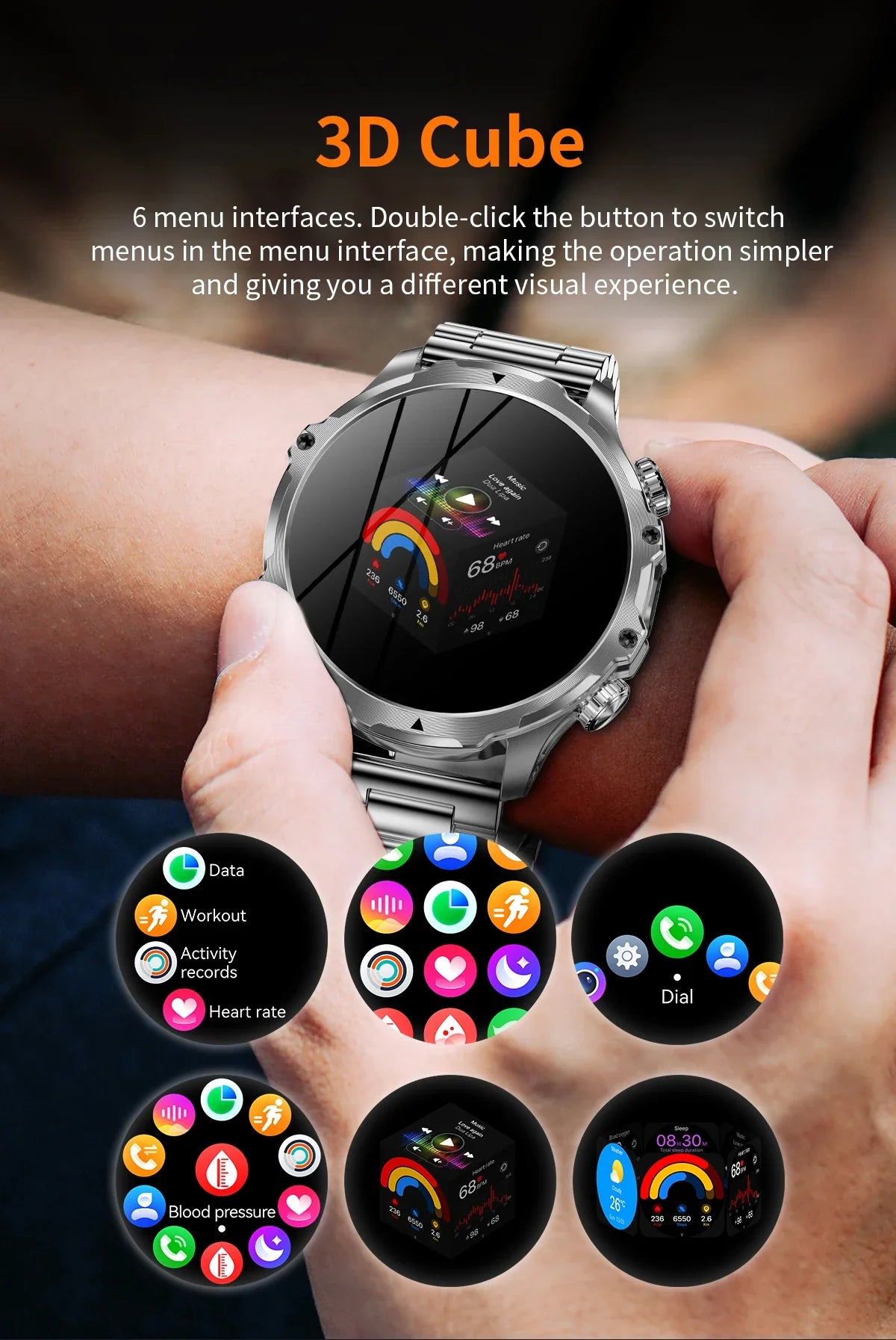 2025 New GPS LED 700MAH Sports Smartwatch Men's 1.90 "AMOLED Screen Heart Rate Blood Pressure Health Smart Watch For Huawei IOS