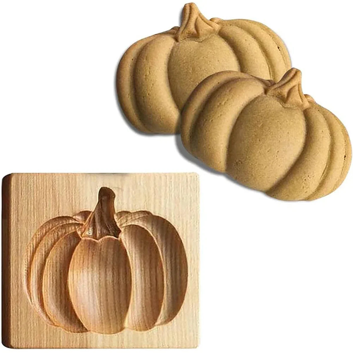 Wooden Cookie Molds for Halloween, 3D Carved Embossed Gingerbread Mould for Baking, Pumpkin Skull Ghost Witch Jack O 'Lantern