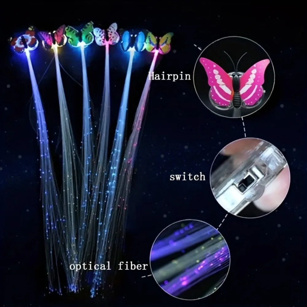 LED Glow Hair Braid Butterfly Light 5 Pcs Colour Hairpin Novetly light Up Bar Party Decoration Christmas Children and Adults