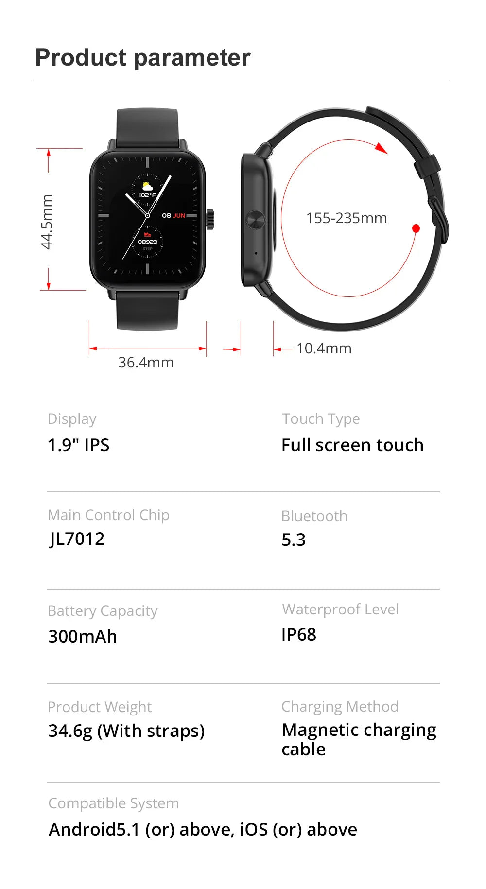 COLMI P81 Voice Calling Smart Watch Ultra 1.9'' HD Screen 24H Health Monitor 100+ Sports Modes 200+ Watch Faces Smartwatch