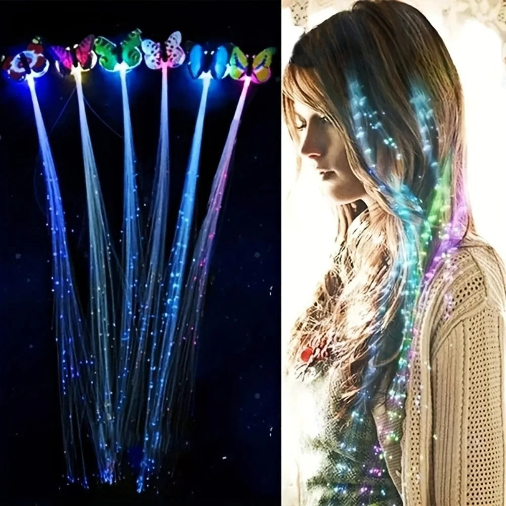 LED Glow Hair Braid Butterfly Light 5 Pcs Colour Hairpin Novetly light Up Bar Party Decoration Christmas Children and Adults