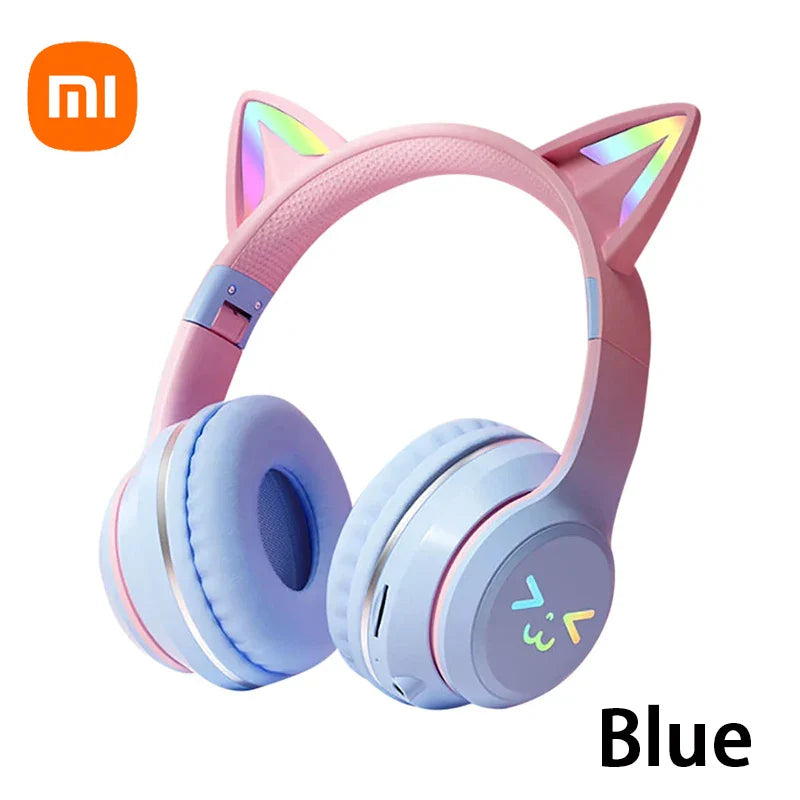 Xiaomi New wireless Headphones RGB cute cat ear Bluetooth Earphones with microphone Stereo Music Game Earphone Girls Kids Gifts