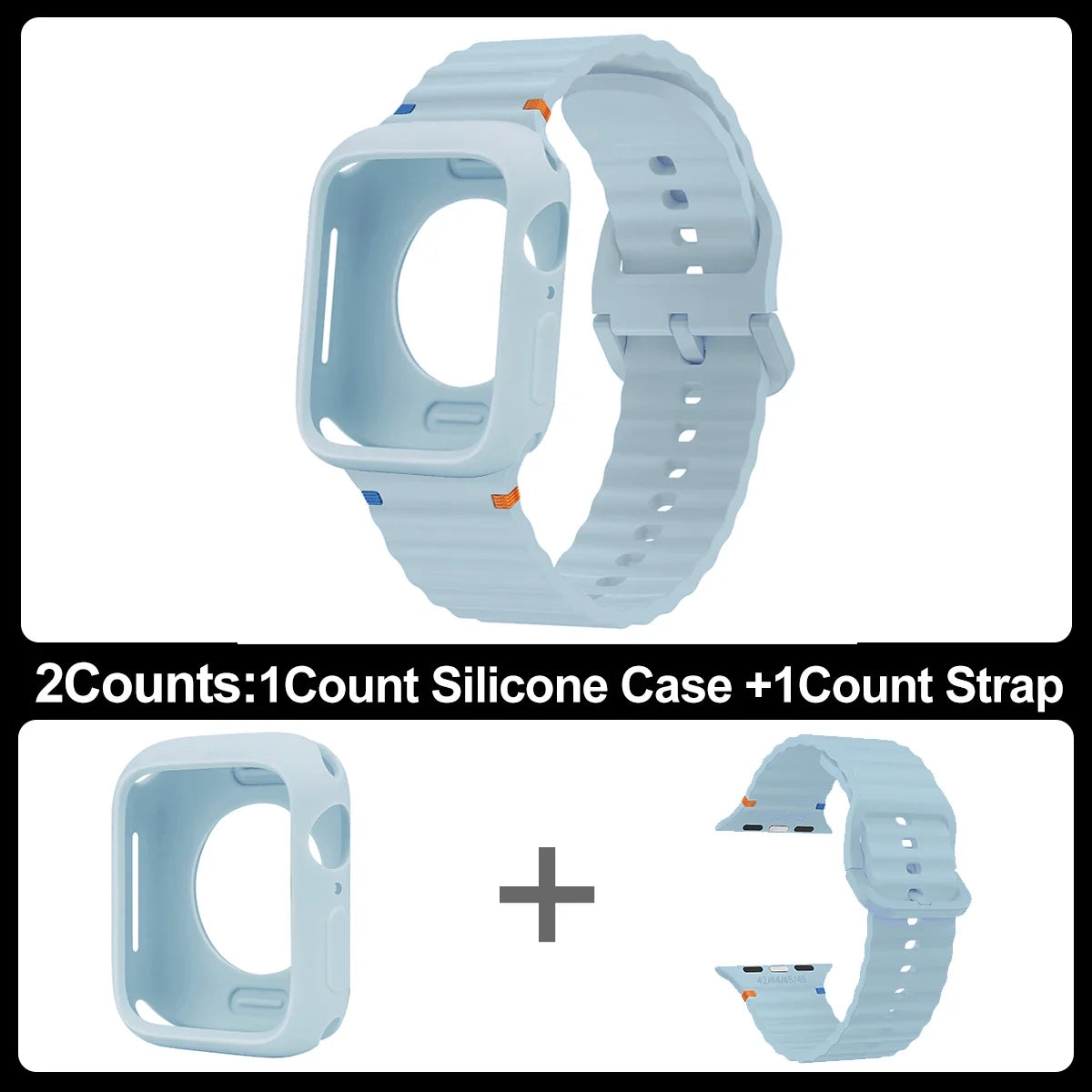 2pcs Silicone case+Band for Apple Watch Series Ultra 10 9 8 7 6 5 SE screen protector+Strap for iWatch 38/41/42/46/49mm Bracele