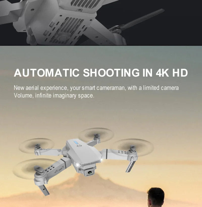 New E88 Pro RC Drone 4K Professinal With 1080P Wide Angle Dual HD Camera Foldable RC Helicopter WIFI FPV Height Hold Apron Sell