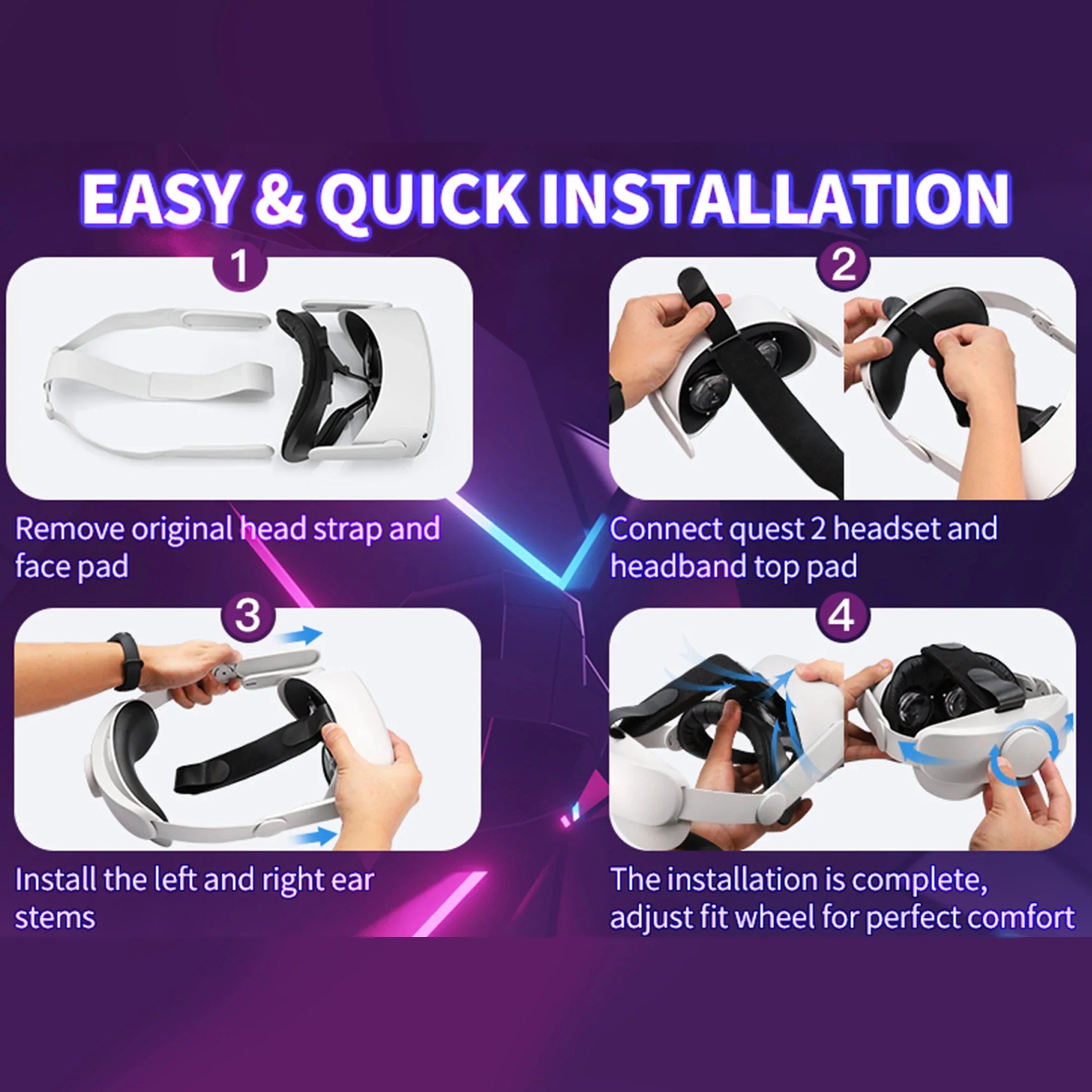 Compatible with Quest 2 Elite Strap for Enhanced Support and Comfort in VR,for Meta Quest 2 Comfort Head Strap Accessories White