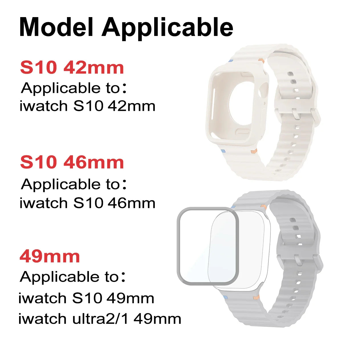 2pcs Silicone case+Band for Apple Watch Series Ultra 10 9 8 7 6 5 SE screen protector+Strap for iWatch 38/41/42/46/49mm Bracele