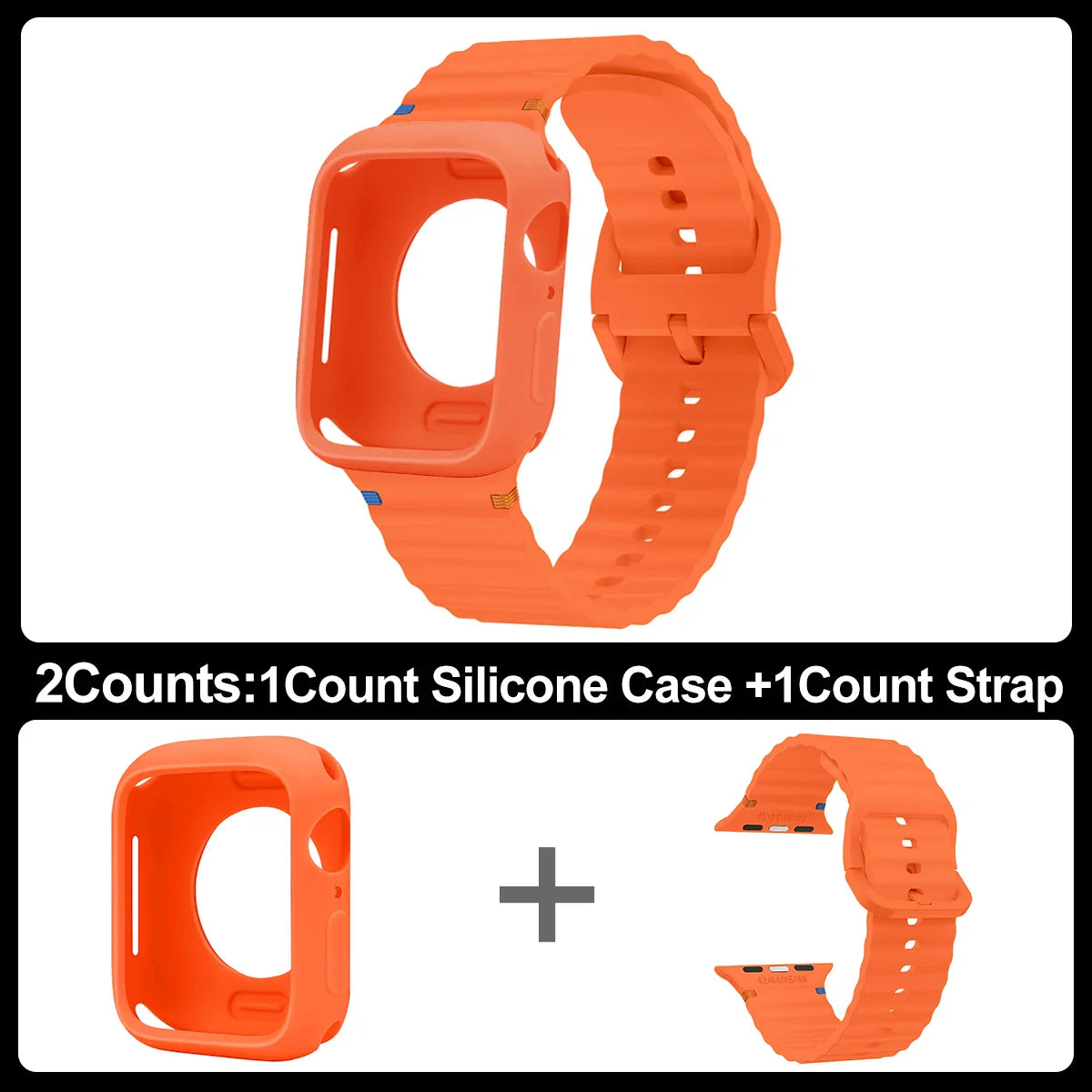 2pcs Silicone case+Band for Apple Watch Series Ultra 10 9 8 7 6 5 SE screen protector+Strap for iWatch 38/41/42/46/49mm Bracele