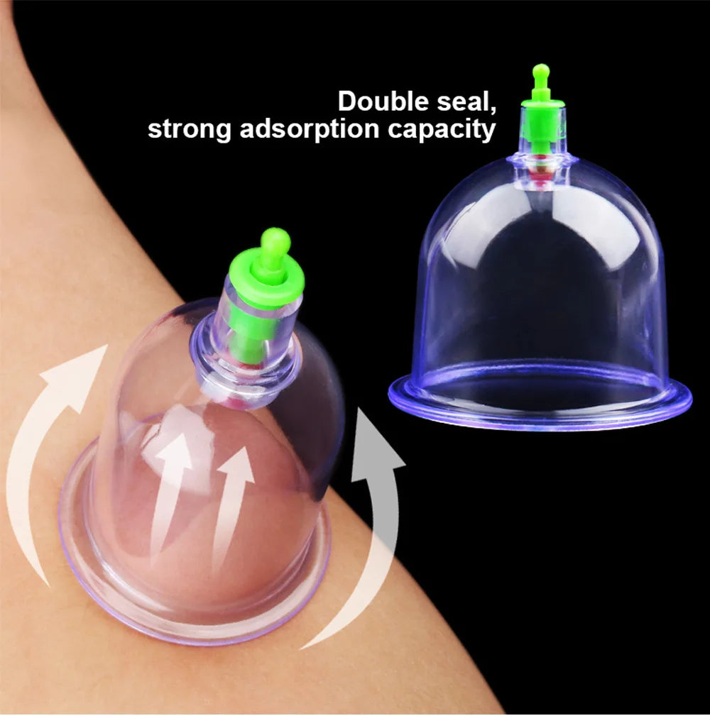 6Pcs Vacuum Cupping Sets with Pumping Gun Suction Cups Back Massage Body Cup Detox Anti Cellulite Cans Healthy Care Jars