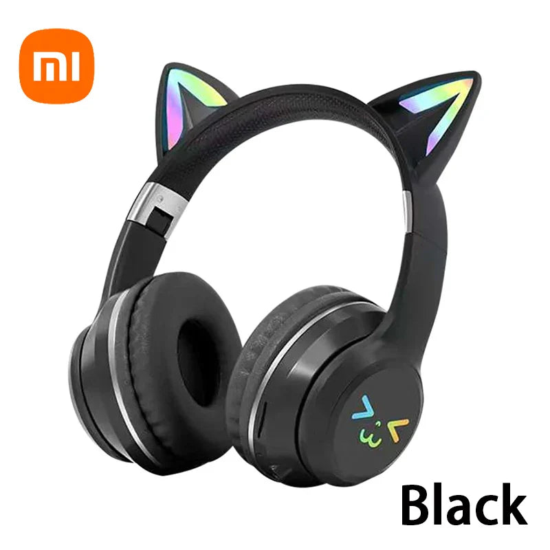 Xiaomi New wireless Headphones RGB cute cat ear Bluetooth Earphones with microphone Stereo Music Game Earphone Girls Kids Gifts