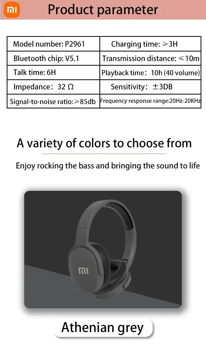 Xiaomi Original P2961 Wireless Headphones Bluetooth 5.3 Earphone For Samsung iPhone Stereo HIFI Headset Game Earbuds With Mic