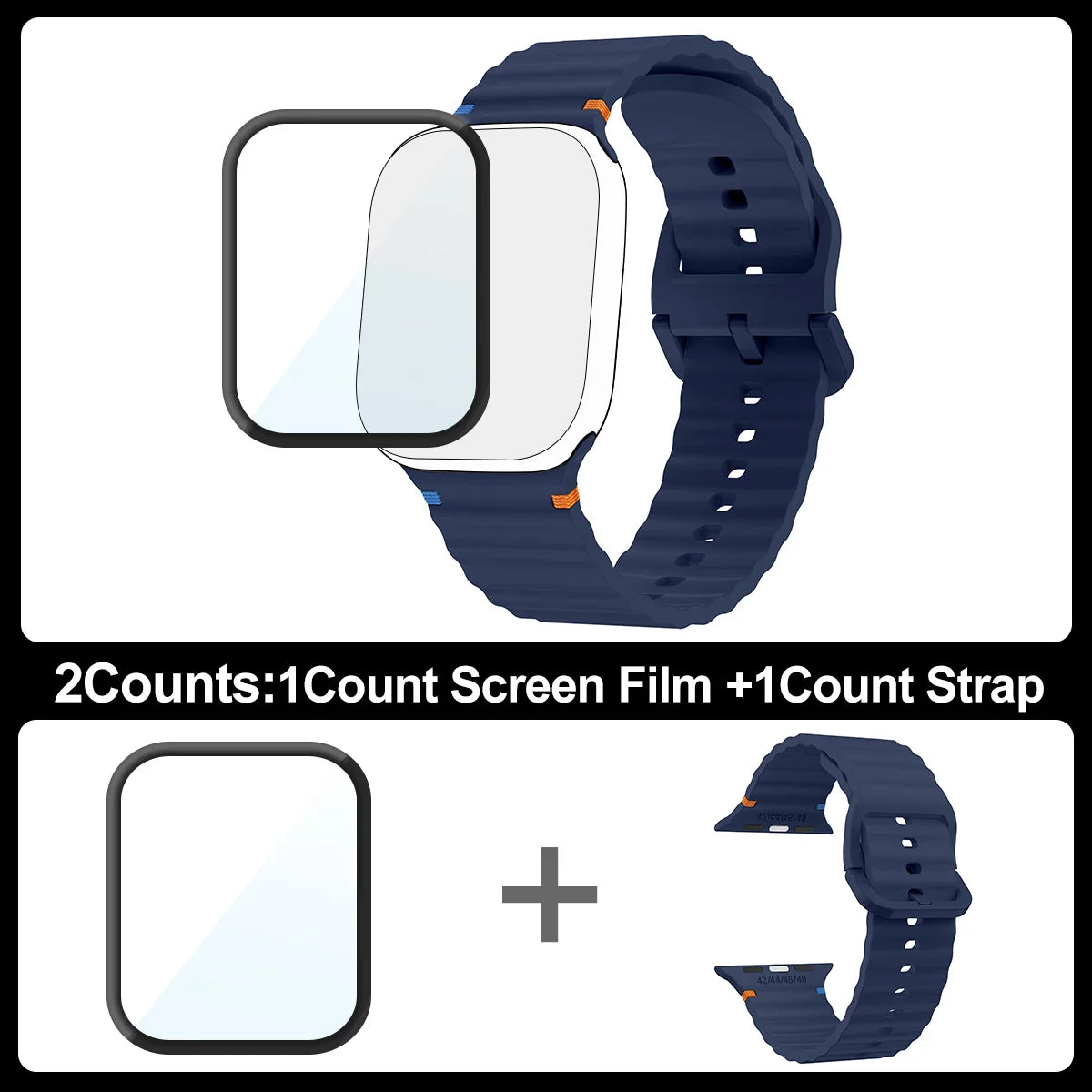 2pcs Silicone case+Band for Apple Watch Series Ultra 10 9 8 7 6 5 SE screen protector+Strap for iWatch 38/41/42/46/49mm Bracele