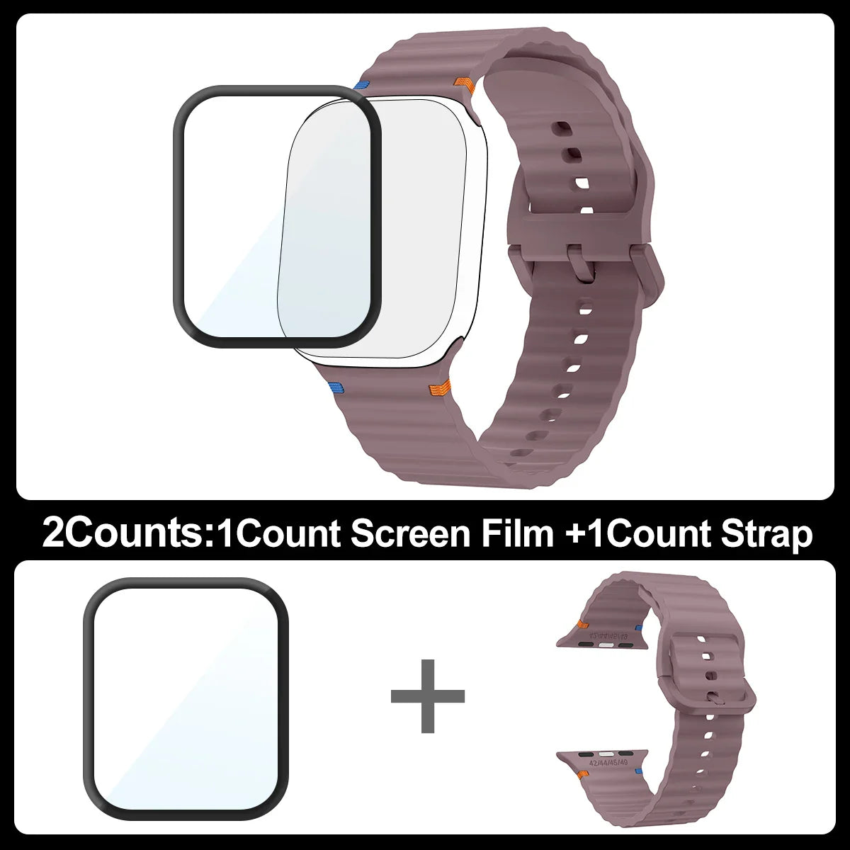 2pcs Silicone case+Band for Apple Watch Series Ultra 10 9 8 7 6 5 SE screen protector+Strap for iWatch 38/41/42/46/49mm Bracele