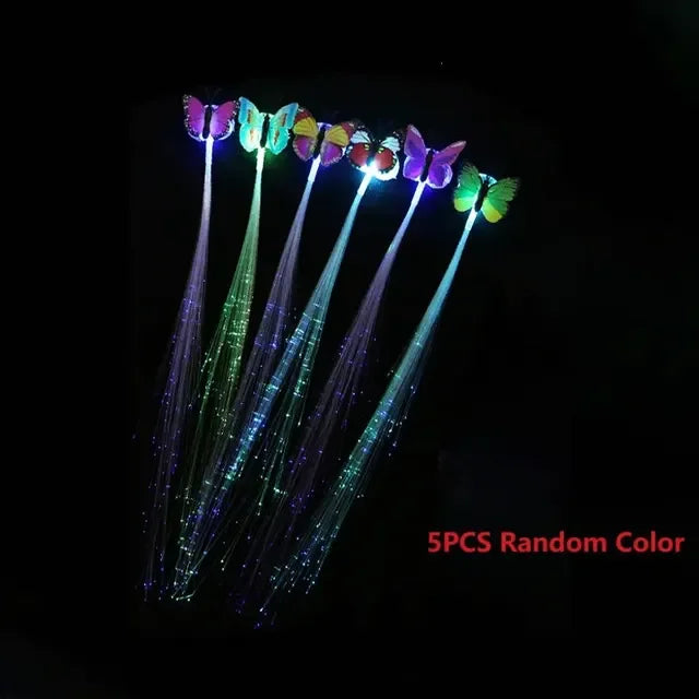 LED Glow Hair Braid Butterfly Light 5 Pcs Colour Hairpin Novetly light Up Bar Party Decoration Christmas Children and Adults