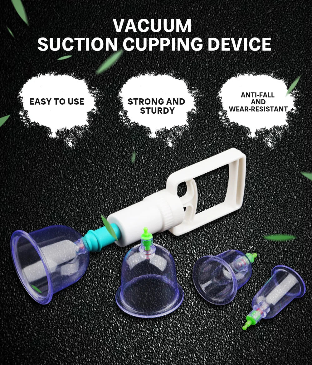 6Pcs Vacuum Cupping Sets with Pumping Gun Suction Cups Back Massage Body Cup Detox Anti Cellulite Cans Healthy Care Jars