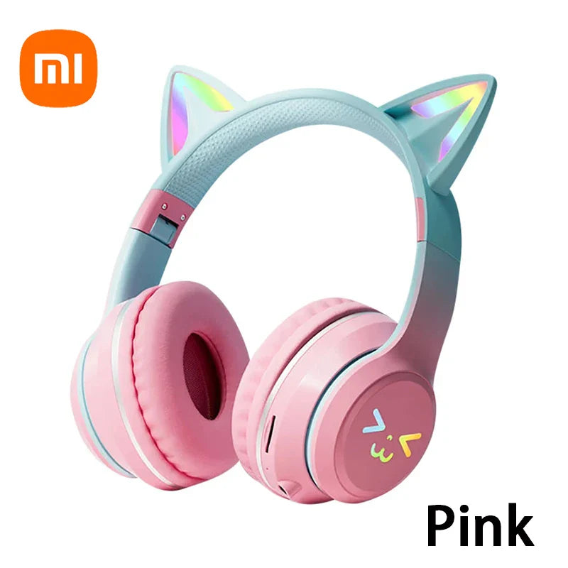 Xiaomi New wireless Headphones RGB cute cat ear Bluetooth Earphones with microphone Stereo Music Game Earphone Girls Kids Gifts