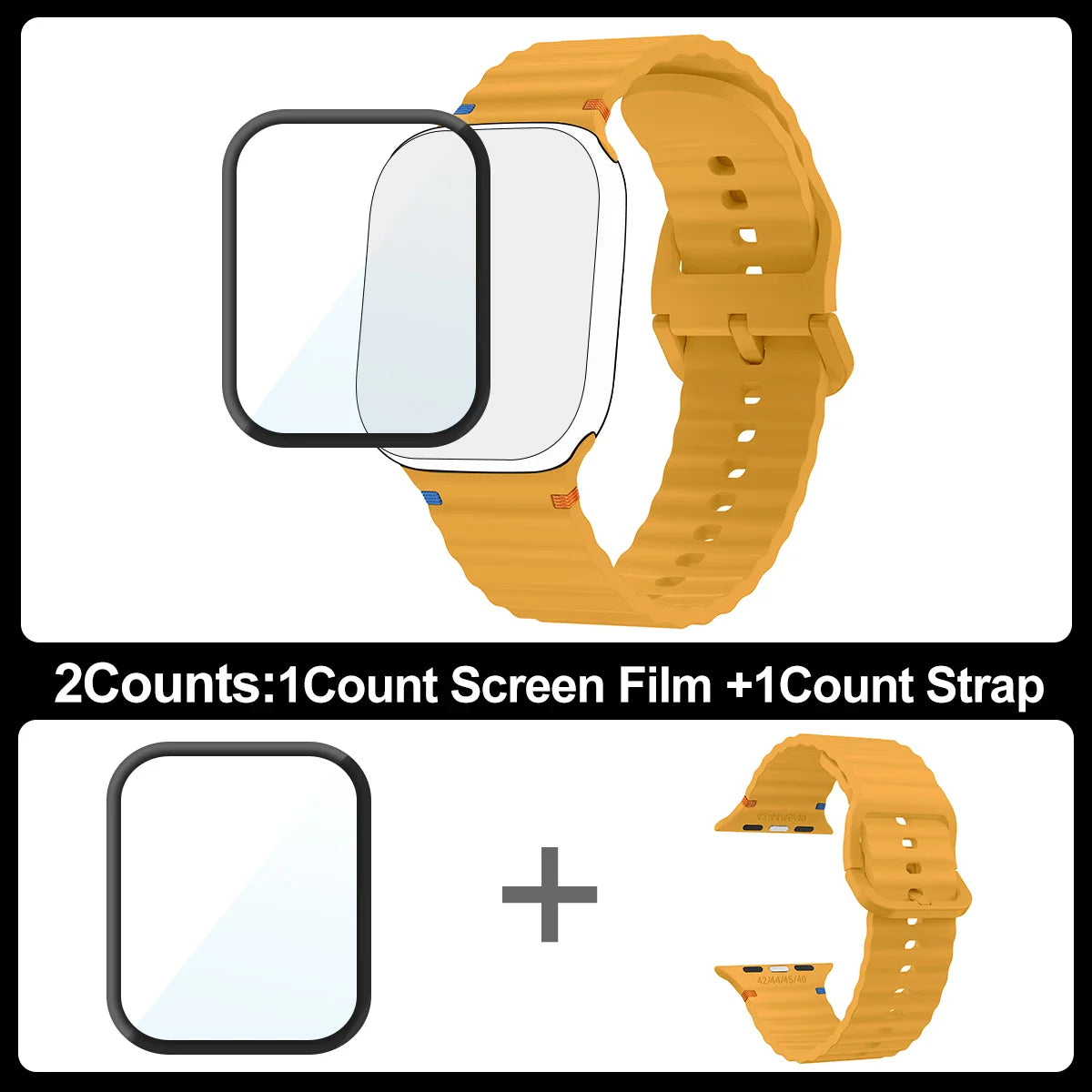 2pcs Silicone case+Band for Apple Watch Series Ultra 10 9 8 7 6 5 SE screen protector+Strap for iWatch 38/41/42/46/49mm Bracele